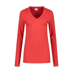 Highleytall - V-neck longsleeve shirt red