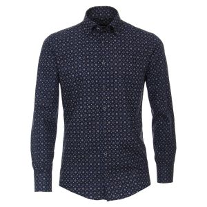 Venti Modern Fit Shirt - Navy/Brown