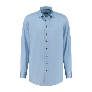 Ledub Modern Fit Hemd - Blue/white Melange
