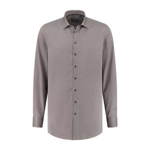 Ledûb Modern Fit Shirt - Brown/white Melange