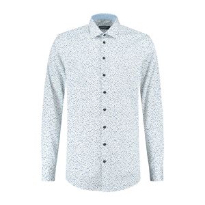 Ledûb Modern Fit Shirt - Little cool stripes blue melange