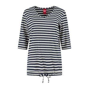 Only M - Top Drawstring Righe Navy