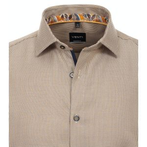 Venti Modern Fit Shirt - Orange Pattern